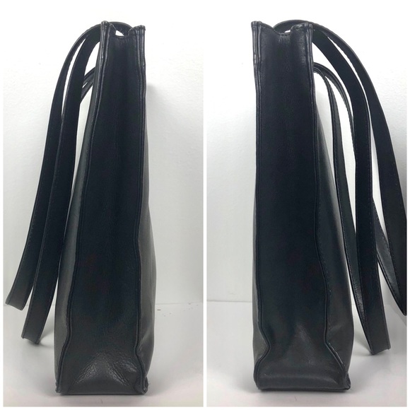 Piel Leather Open Market Bag Black Shoulder Bag 12.5x10.5x2 in. - Picture 3 of 12